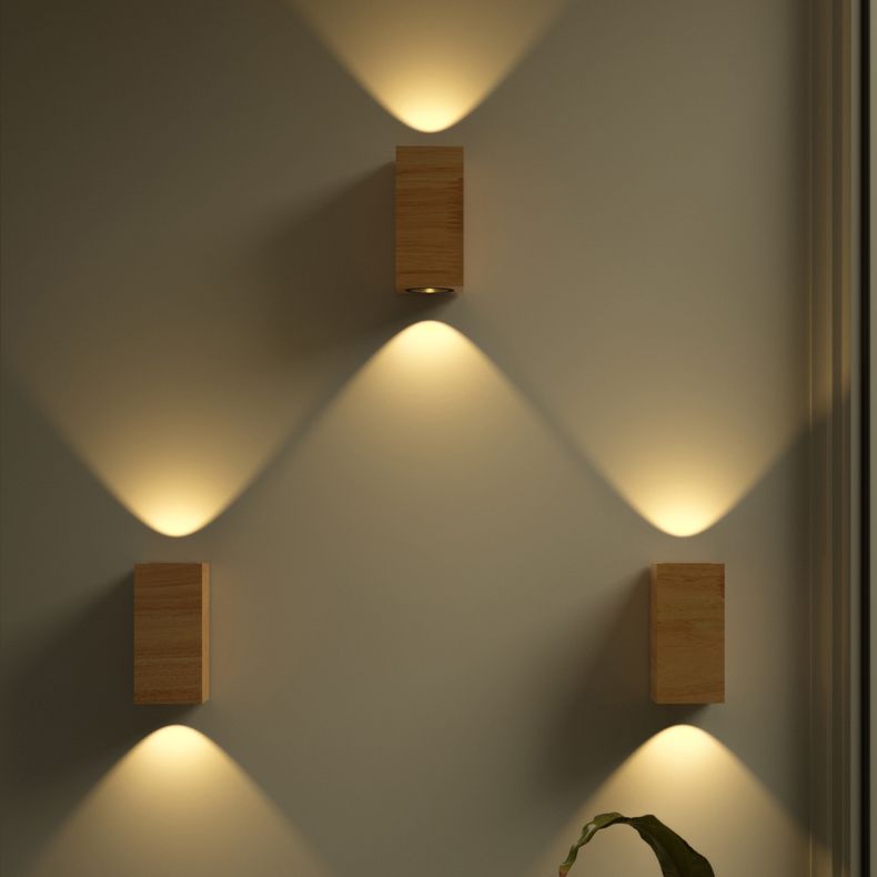 Geometric Wall Light Fixture Minimalist Style Wood Wall Lamp