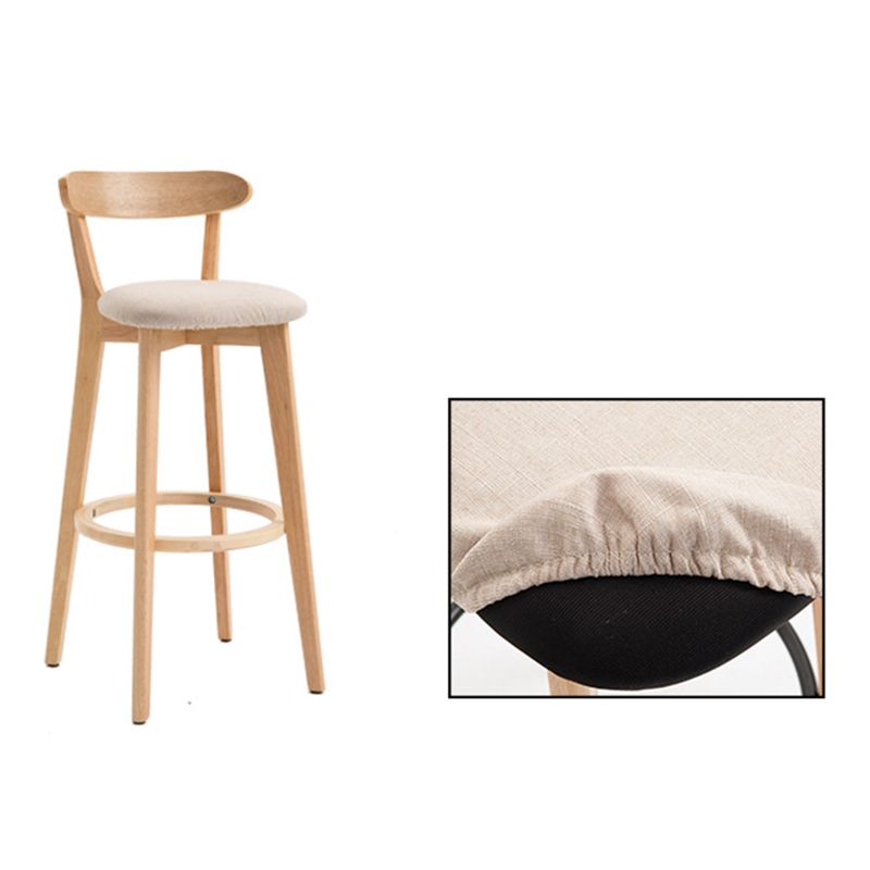 Scandinavian Matte Finish Solid Wood Bar Stool Dessert Shop Footrest Stool