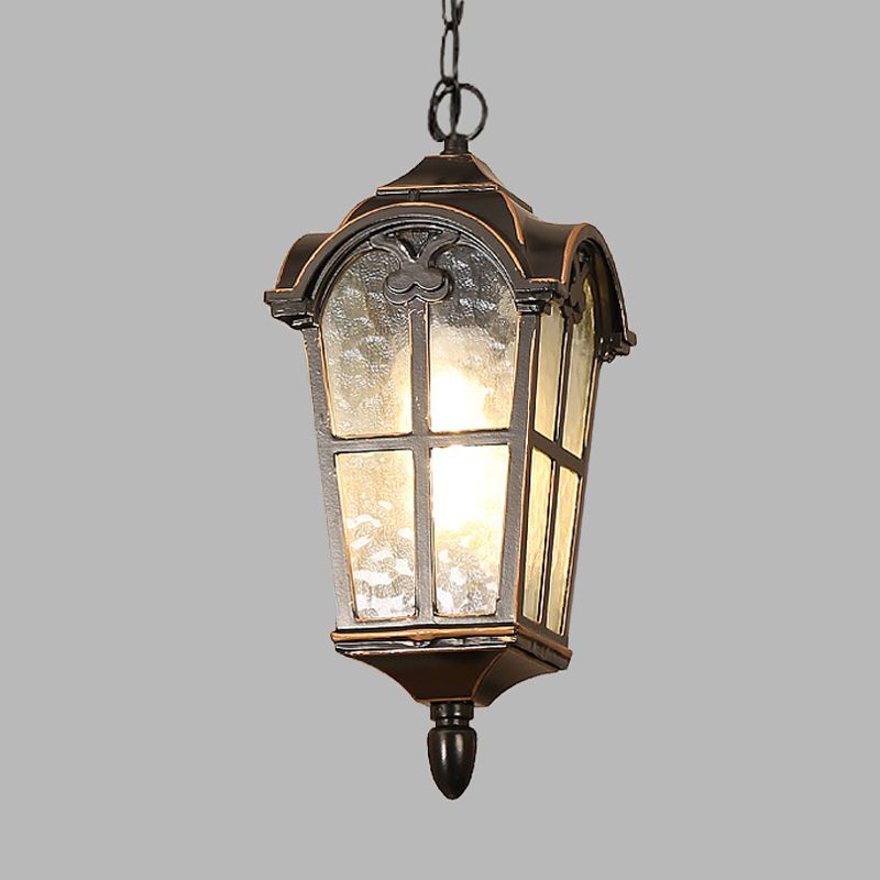 Black Finish 1 Head Pendant Lighting Countryside Water Glass Lantern Ceiling Suspension Lamp for Passage