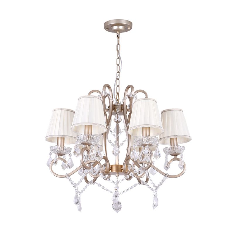 6 lampen hangende lampkit met conische kristalstandaards traditionele salon hanger kroonluchter in messing