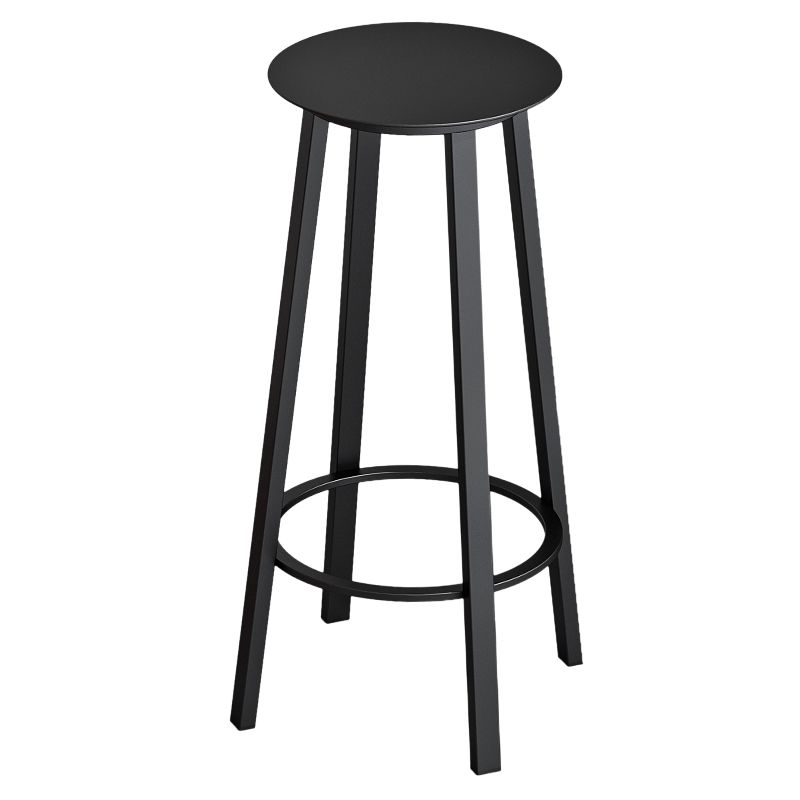 Taburete de bar redondo moderno, taburete de bar de hierro sin brazos con reposapiés y giratorio