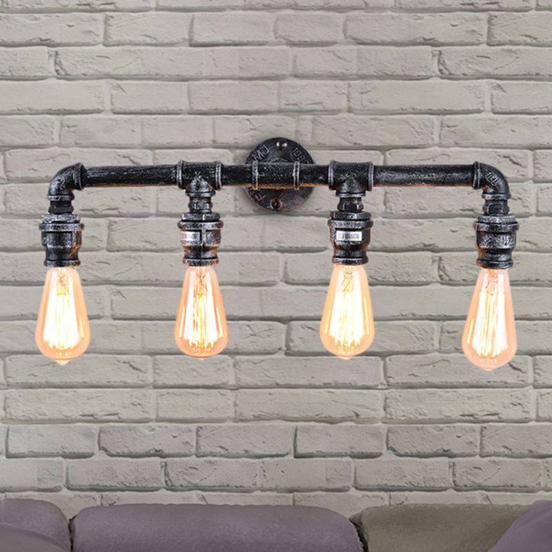 4-Bulb-bewaffnete Wandlampe Industrie antikes Silbermetallwandmontierlicht für Wohnzimmer