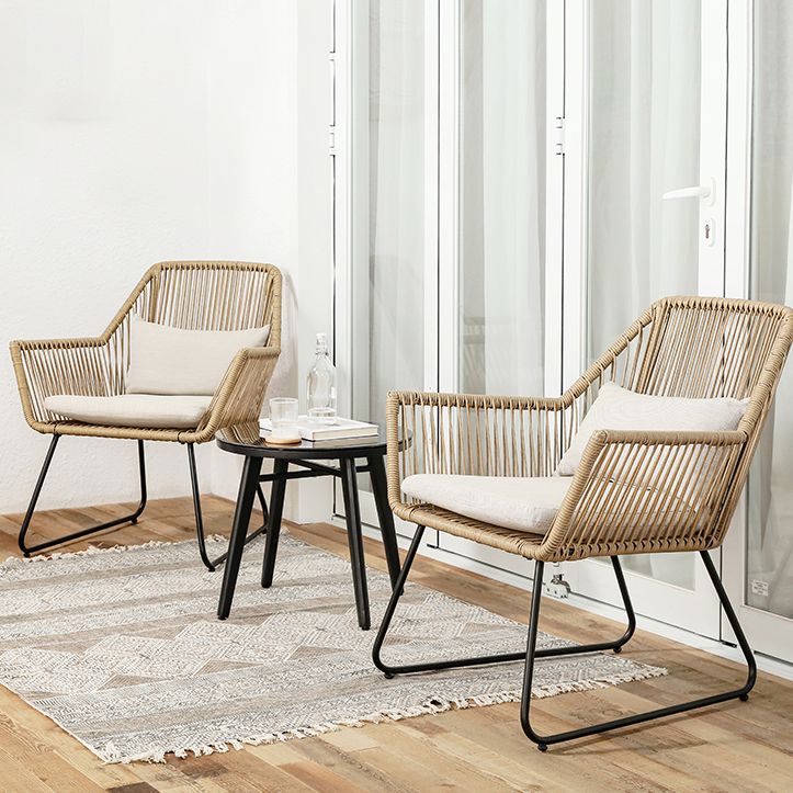 Modern Style Bistro Set Round Top Metal 3 Pieces Bistro Table Set