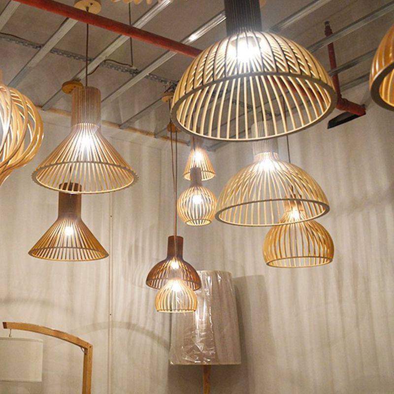 Geometric Shape Wood Hanging Light Modern 1 Light Hanging Light Fixtures in Brown