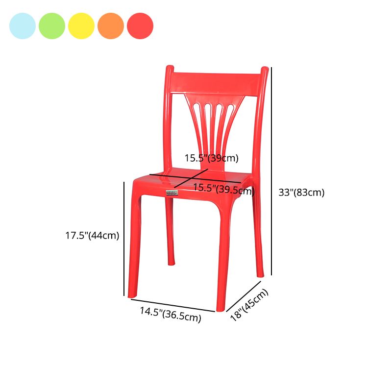 Silla apilable de estilo contemporáneo con respaldo de listones de plástico, silla sin brazos