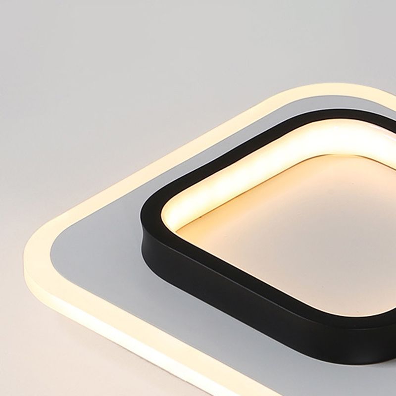 Modern Geometric Ceiling Lamp Aluminium 1 Light Flush Mount with Hole 2.5-4'' Dia