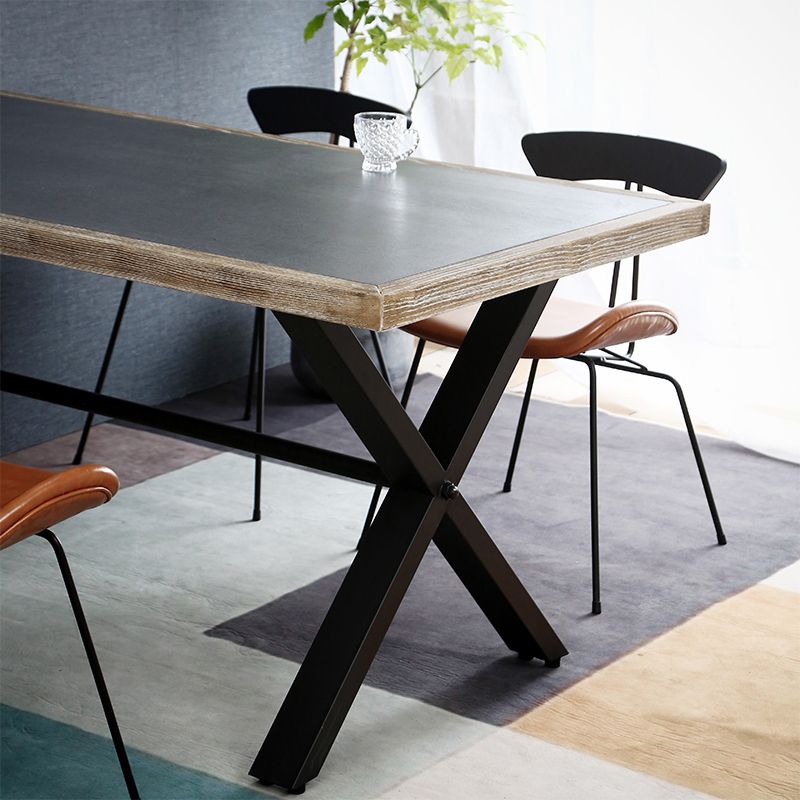 Modern Rectangle 1/2/3/5 Pieces Dinette Set Indoor Trestle Dining Table Set in Grey