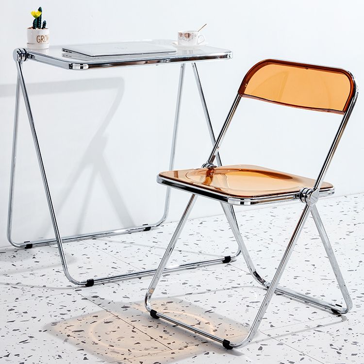 Chaise sans bras de salle à manger contemporaine en métal, chaise latérale de salle à manger simple à dossier ouvert