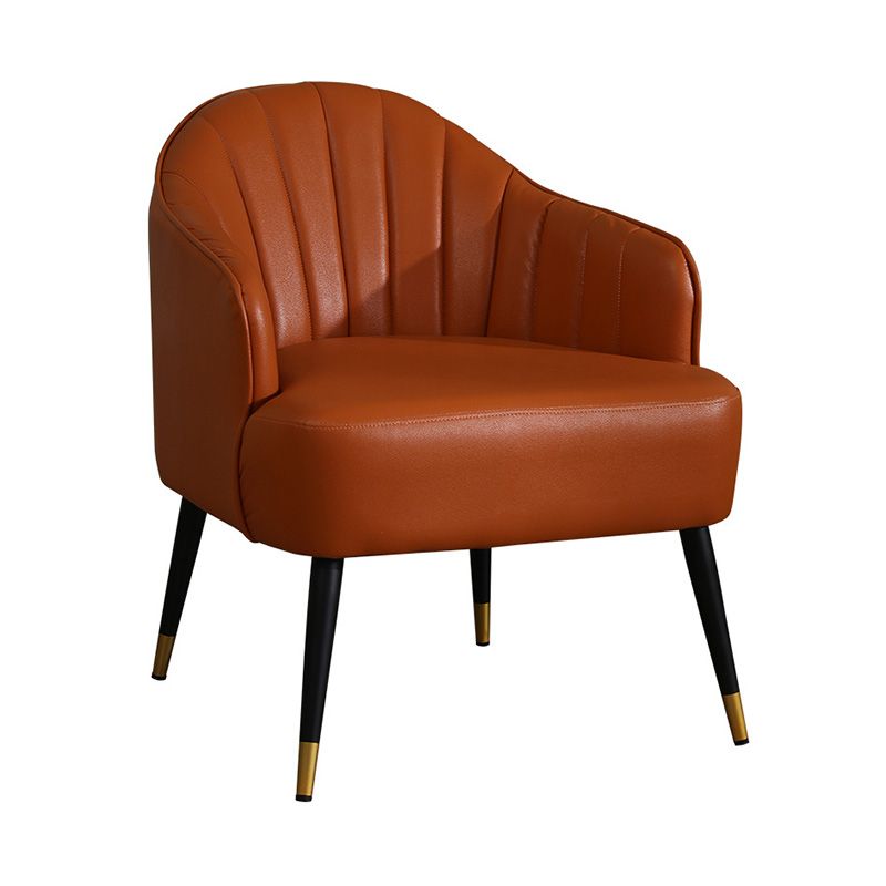 Faux Leather/Velvet 24.8"W Sloped Arms Basic Four Legs Solid Color Armchair for Bedroom