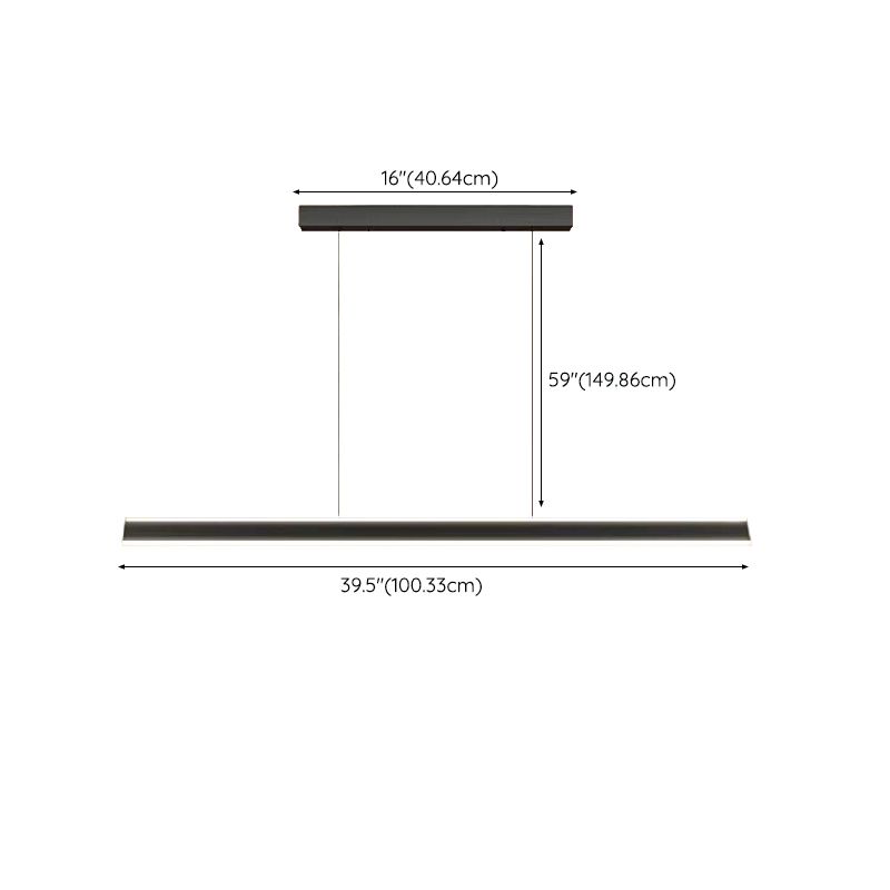 Modern Style Linear Shape Island Pendants Metal Pendant Lights in Black for Dining Room