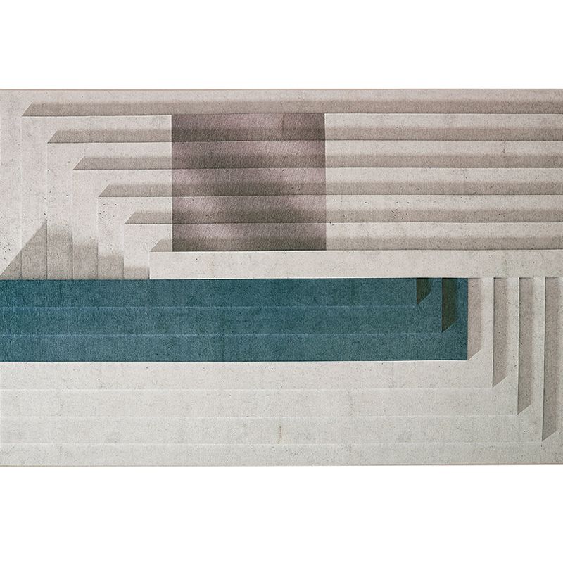Grey Drawing Room Rug Minimalist Striped Pattern Rug Chenille Anti-Slip Backing Pet Friendly Carpet