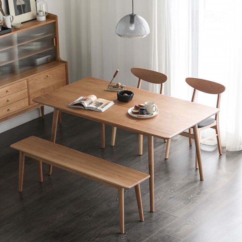 Table rectangulaire en bois massif de pin pour Restaurant, Table à manger moderne avec 4 pieds