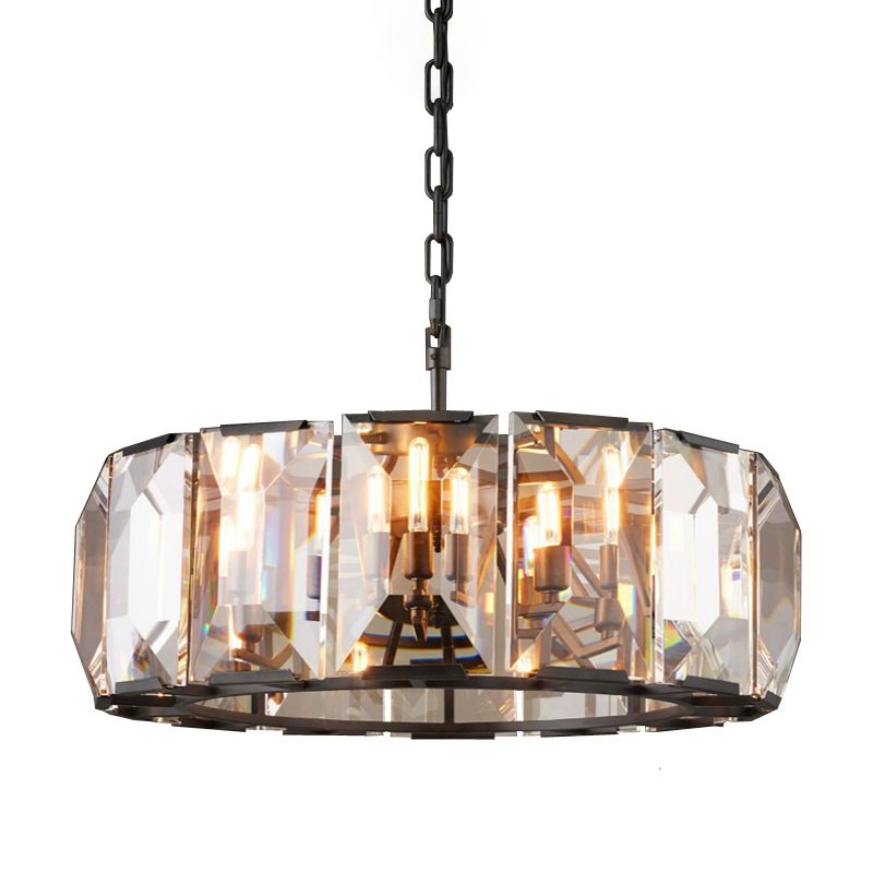 Modern Style Drum Shaped Chandelier Clear Crystal Chandelier for Bedroom
