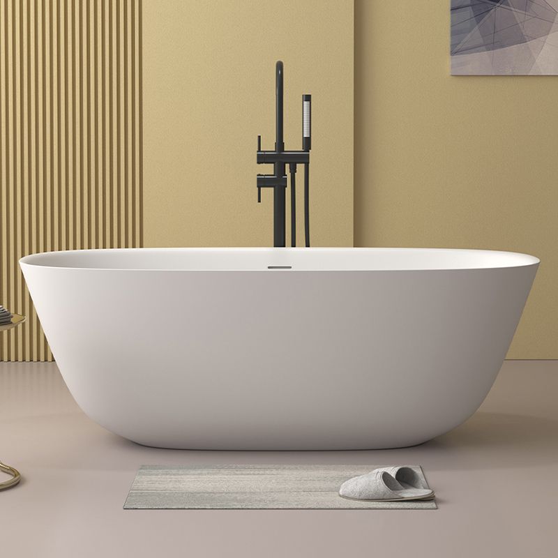 Modern Stone Oval Bathtub Freestanding Soaking Bath Tub , 22.05-inch Tall