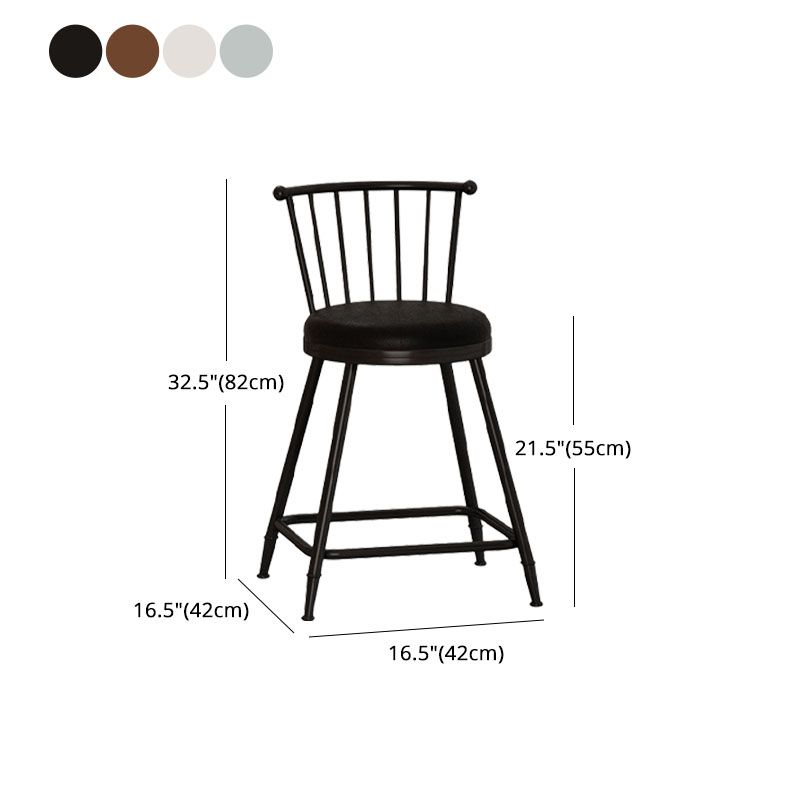 Industrial Armless Backrest Counter Stool Steel Bar Stool with Leather Cushion