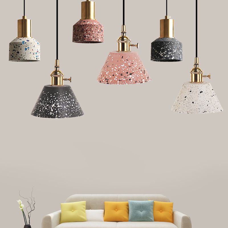 1 Light Pendant Lighting Modern Style Geometric Shape Stone Hanging Lamp for Bedroom