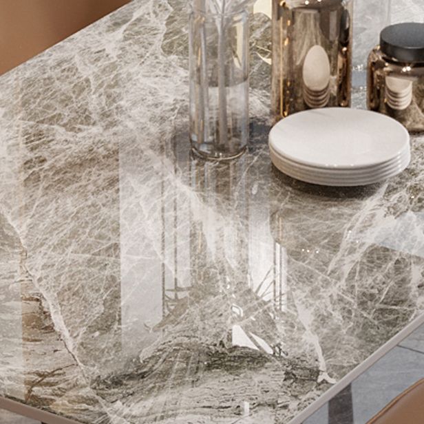 Modern White 72 in Marble Counter Table Rectangle Dining Table for Kitchen