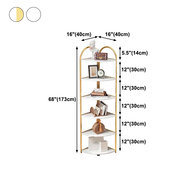 Scandinavian Open Corner Bookshelf with Iron Frame Manufactured Wood Bookcase