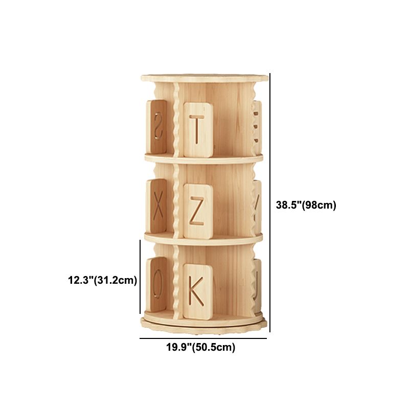 Contemporary Style Bookshelf Natural Solid Wood Bookcase for Home Office