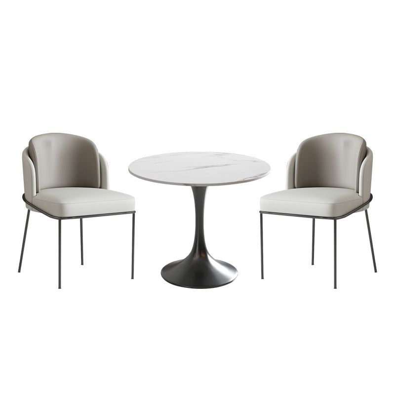 Modern Round Dining Table Set 1/2/3/4/5 Pcs Sintered Stone Dining Table and Chairs