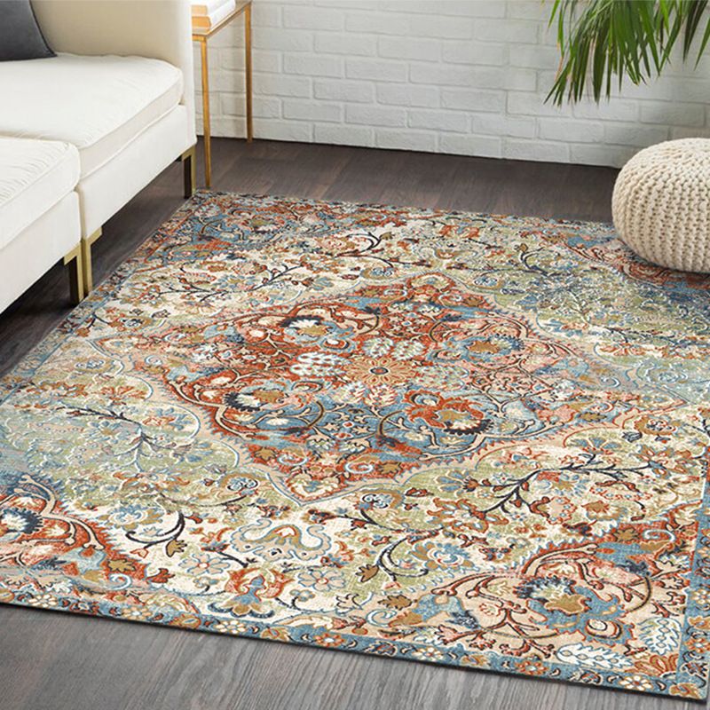 Classical Medallion Print Carpet Polyester Rug Stain Resistant Indoor Rug for Living Room