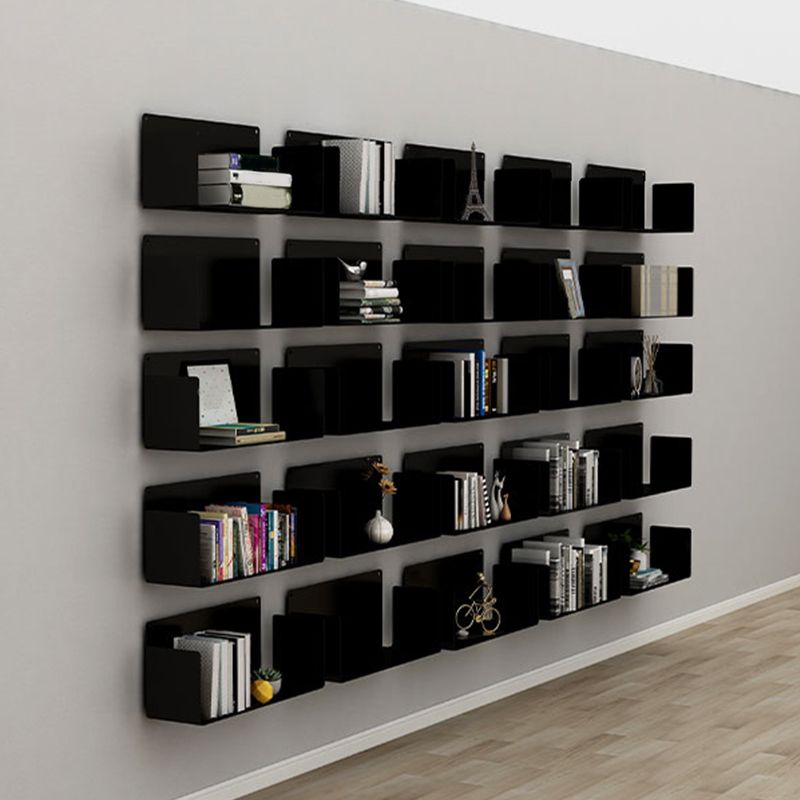 Contemporary Floating Bookcase Metal Closed Back Bookshelf with Shelves