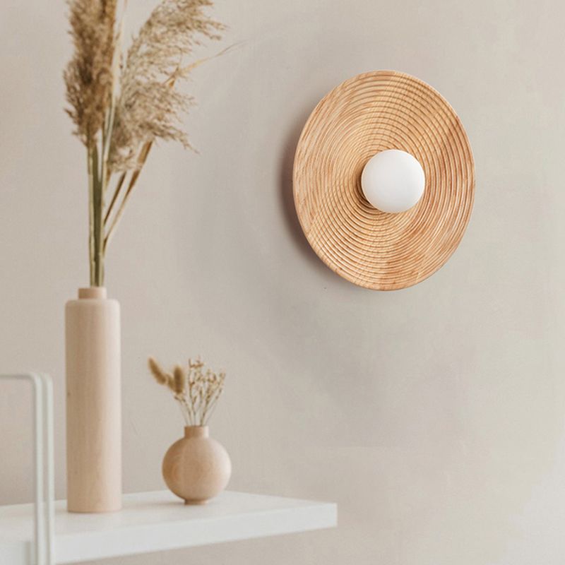 Modern Simple Wooden Wall Light Circle Shape Wall Lamp for Living Room