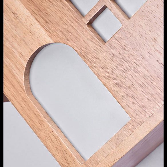 Wooden House-Shape Wall Light Fixture Modern LED Wood Wall Mounted Light Fixture