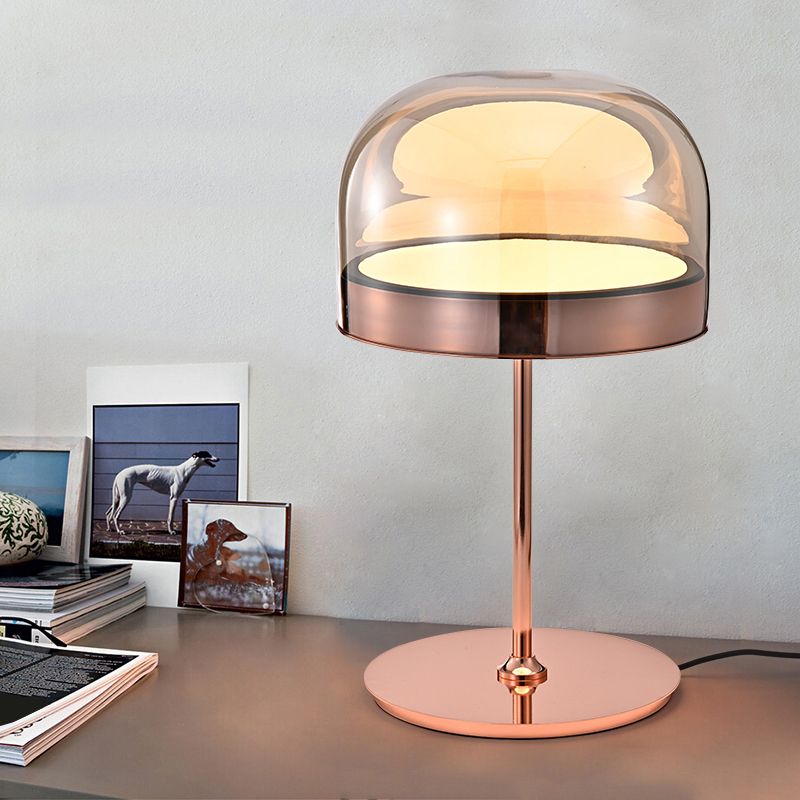 Lampada da comodino a LED in stile nordico a forma di cupola in vetro per camera da letto