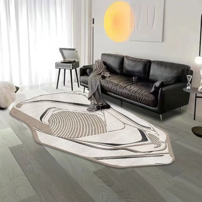 White Color Piece Rug Polyester Area Rug Stain Resistant Rug for Living Room