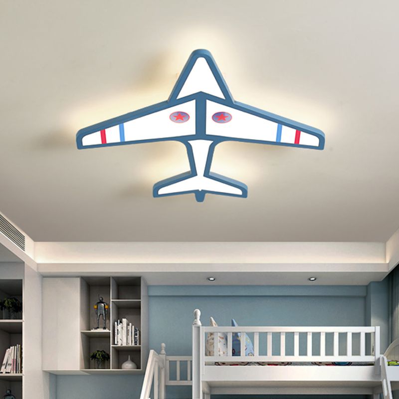 Apparecchio da soffitto per aeroplano in acrilico Cartoon LED Illuminazione a incasso bianco/blu per la cameretta dei bambini
