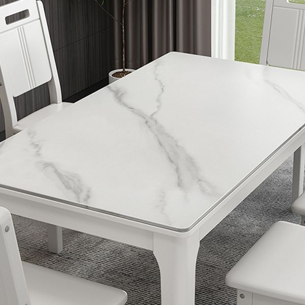 Rechthoekige eettafel uit het midden van de eeuw Vaste tafel van witte gesinterde steen
