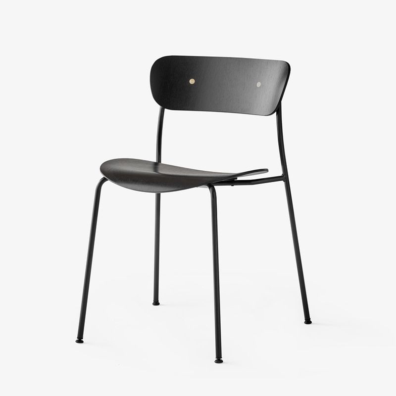 Magasin de thé au lait moderne, chaise latérale à dossier ouvert, chaise de salle à manger en bois avec pieds noirs