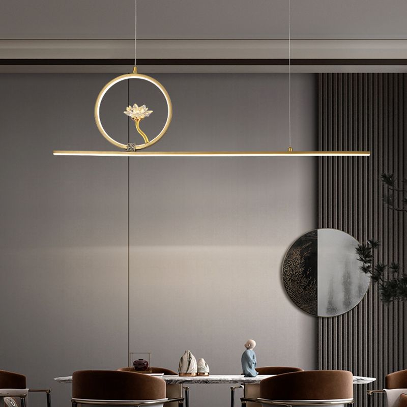 Luminaires de l'île linéaire Métalme moderne 2- Éclairage de l'île à thé léger