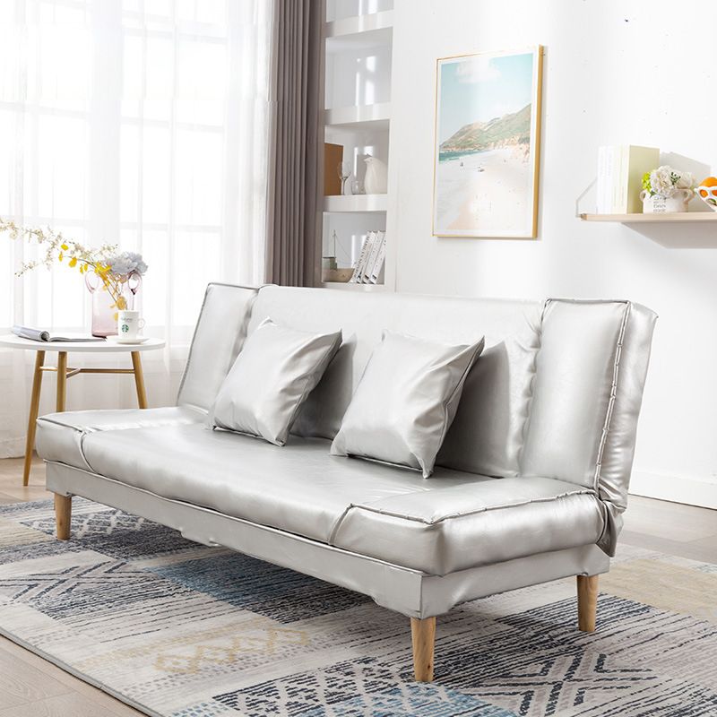 Modern Macaroon Wood 4  Legs Sofa Convertible Armless Sofe for Living Room
