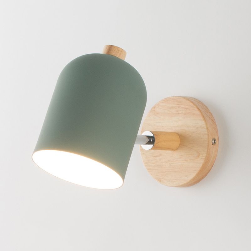 Nordic 1 - Light Wall Sconce Iron and Wood Adjustable Wall Fixture in Multi Colors
