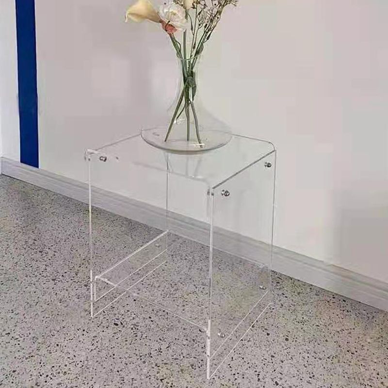 Plastic Side End Table 15.94" Wide Sled Sofa Side Accent Table