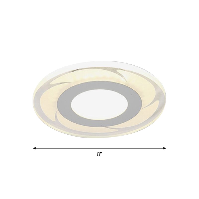 Ultrathin Hallway LED Ceiling Lamp Simplicity White Small Flush Mount Light with Floral/Square/Triangle Acrylic Shade