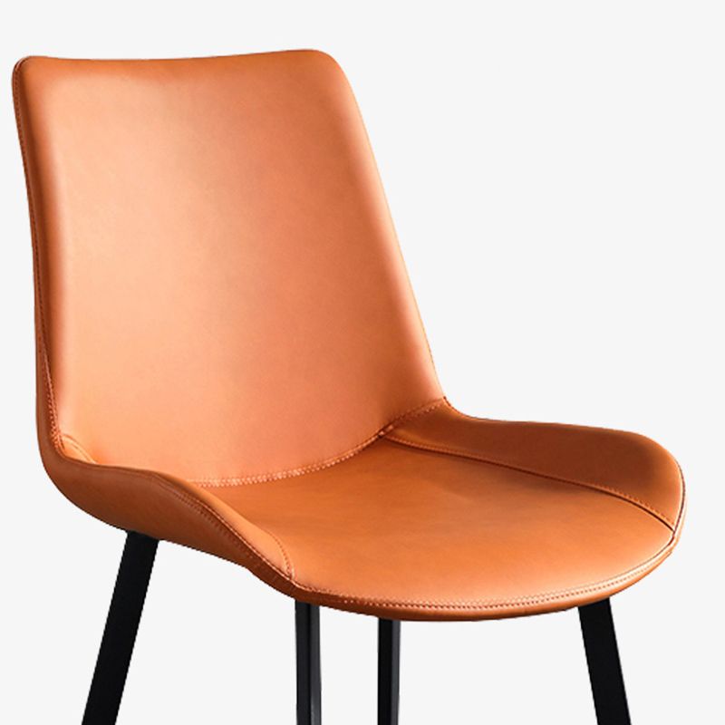 Industrial Upholstered Armless Chair Leather Parsons Back Side Chair with Metal Base