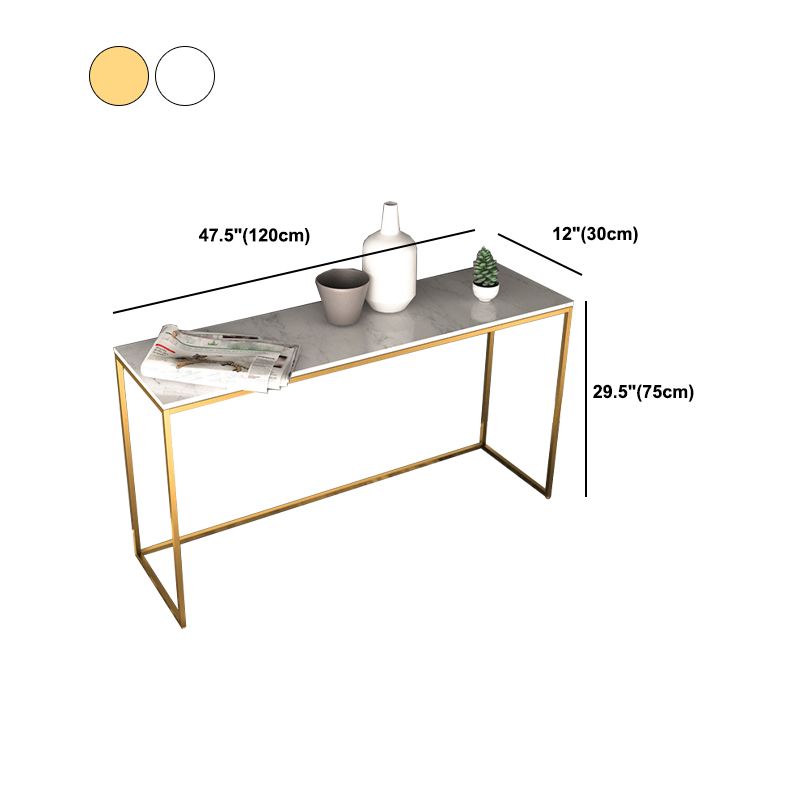 Marble Rectangle Console Table Glam Ironcraft Frame Accent Table for Hall