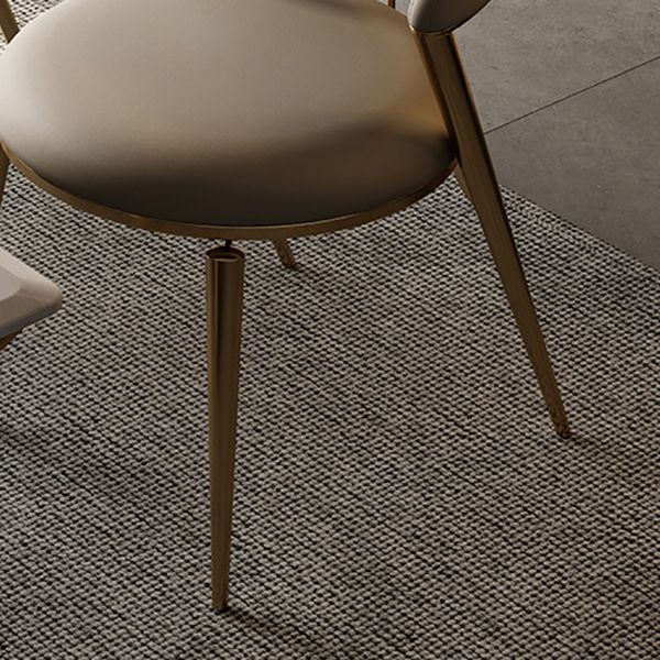 Glam Style Open Back Faux Leather Metal Base Dining Side Chair