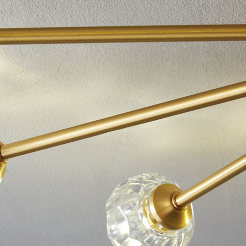 Starburst Semi Flush Ceiling Light Modern Style Crystal Coppery Close to Ceiling Lighting