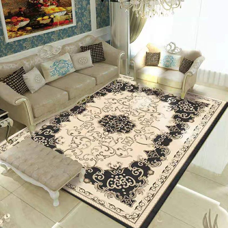 Mehrfarbiger Vintage-Teppich, Polyester-Blumenteppich, rutschfeste Rückseite, Innenteppich für Wohnzimmer