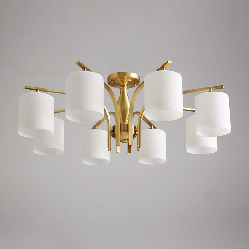 Semi Mount Lighting Minimalist Glass Cylindrical Semi Flush Mount Ceiling Fixture