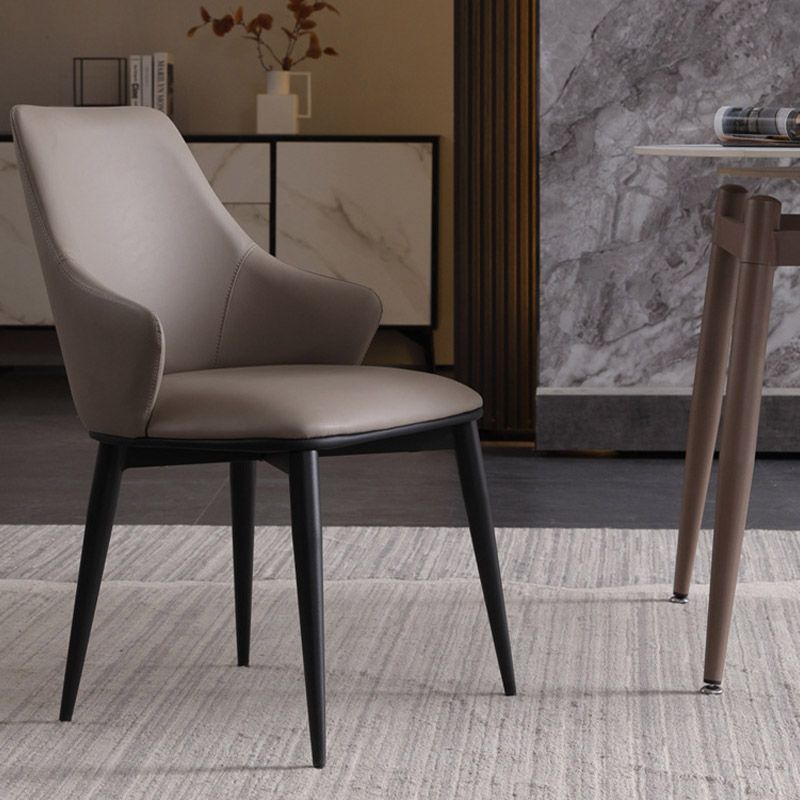 Industrial Style Arm Chair Metal Solid Back Dining Room Chair for Home