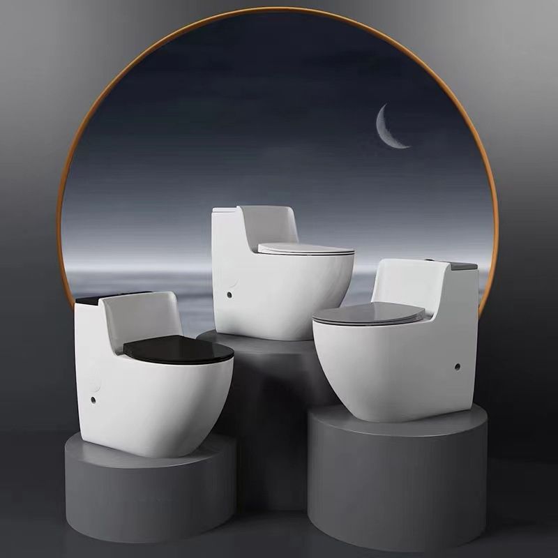 Modern Elongated Toilet Bowl Siphon Jet Flush Toilet with Seat