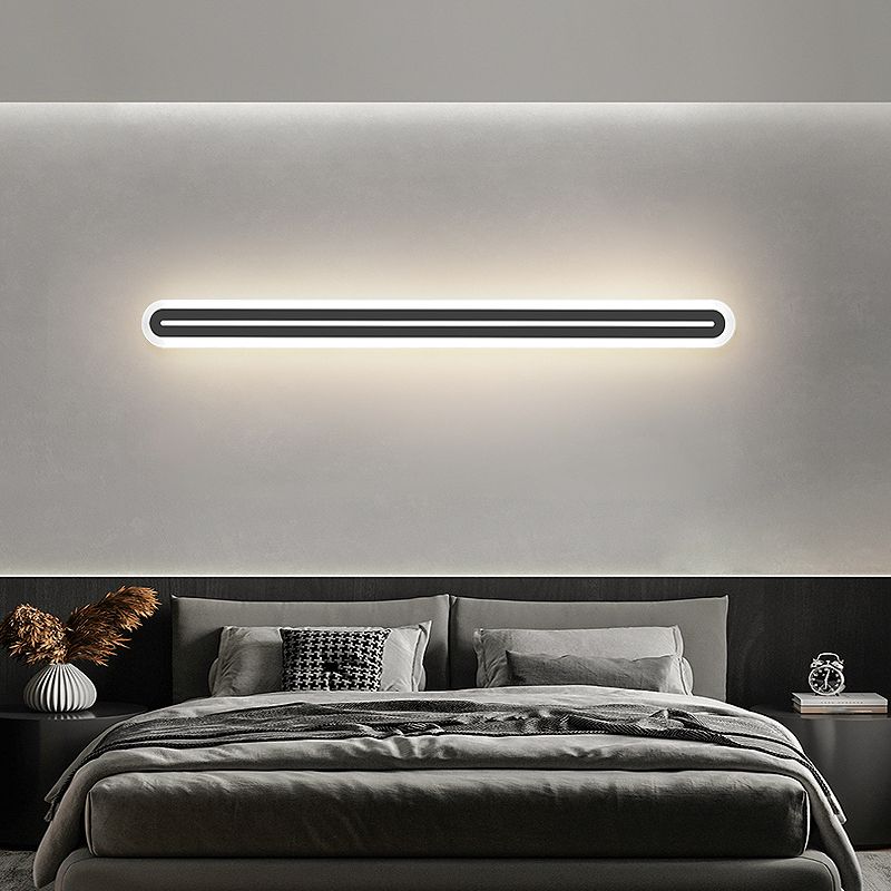 Metall lineare Form Wandlicht moderner Stil 1-Licht-Wandmontageleuchte in Schwarz