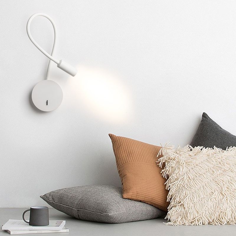 Modern Style Metal Wall Light Round 4" Wide Reading Wall Sconce for Bedroom