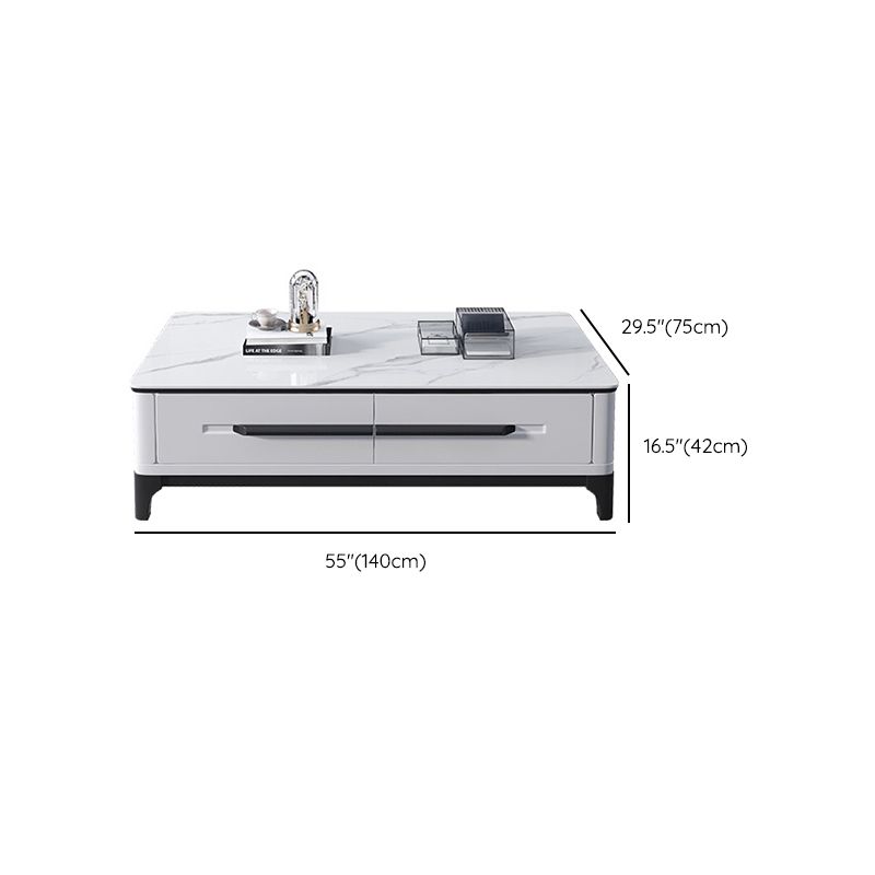 Slate Rectangular Coffee Table with 4 Storage Drawers and 4 Legs
