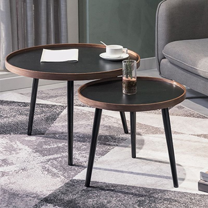 Nordic Round Wood Coffee Table 3 Legs Tray Top Cocktail Table